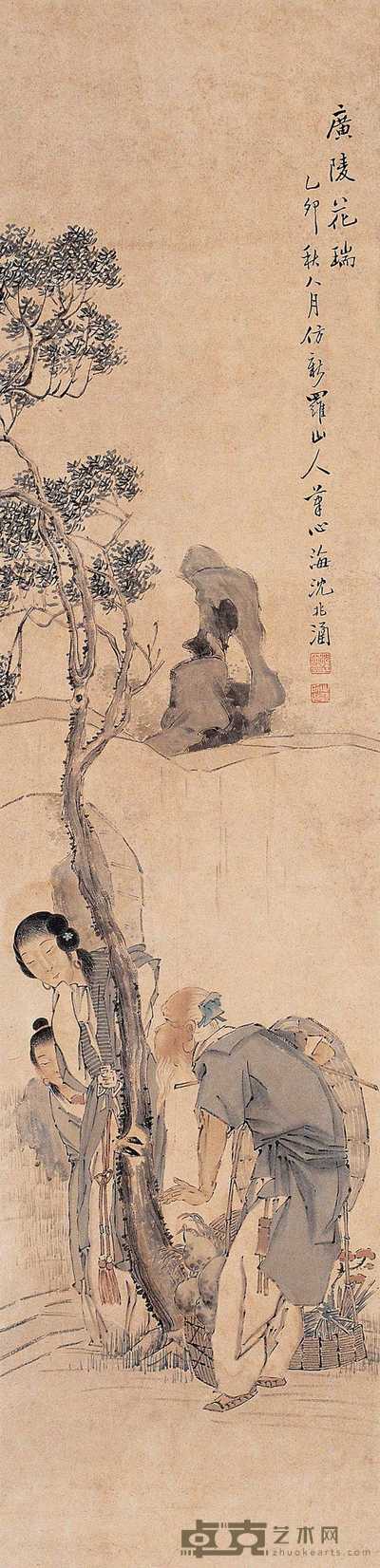 沈心海 1915年作 广陵花瑞 镜心 136×33cm